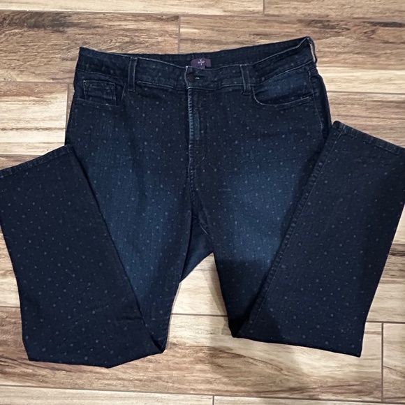NYDJ Jeans Straight Leg Lift x Tuck Denim Tone on Tone Dots Size 16W Excellent - Picture 4 of 11